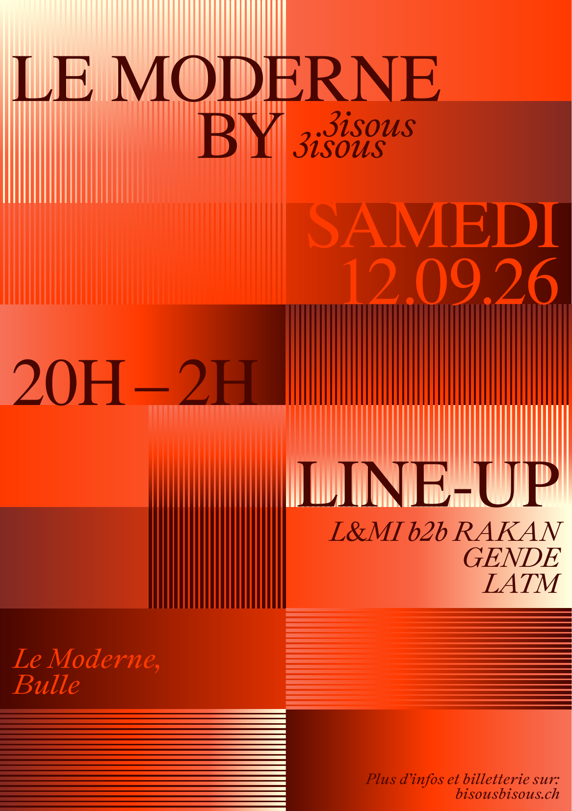Affiche Bisous Bisous du 12 septembre 2026 au Moderne à Bulle