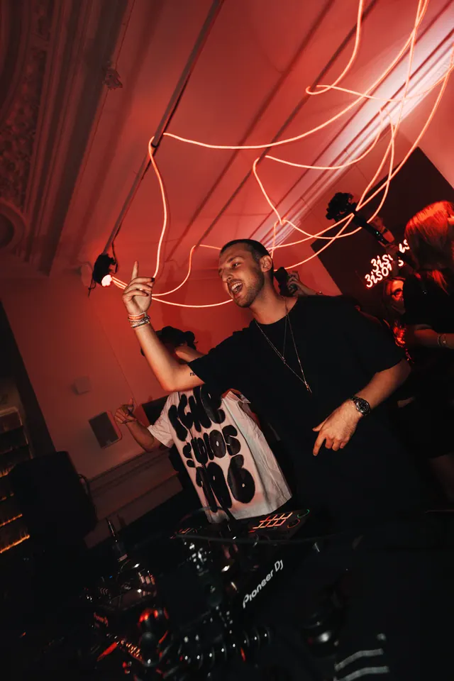 A DJ at the decks during the first night